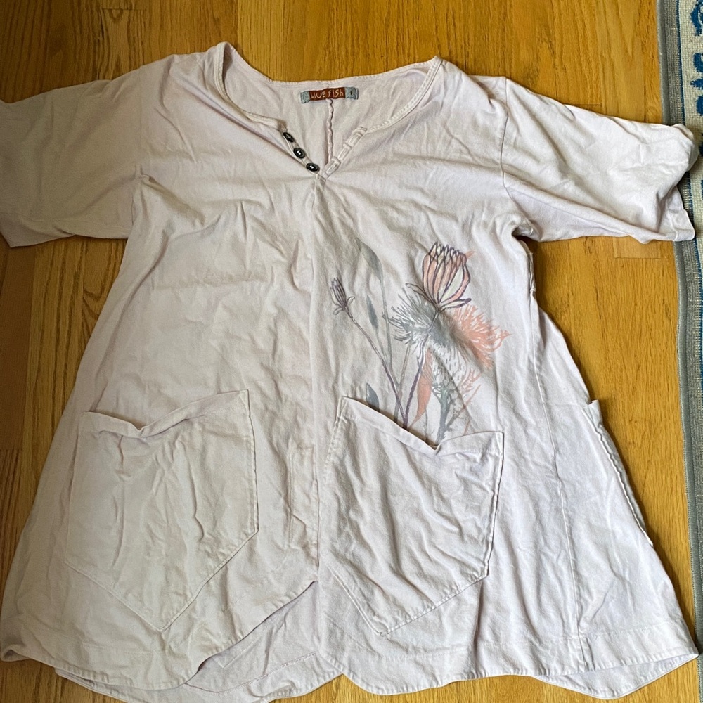 Blue Fish Ivory Button-Up Tunic